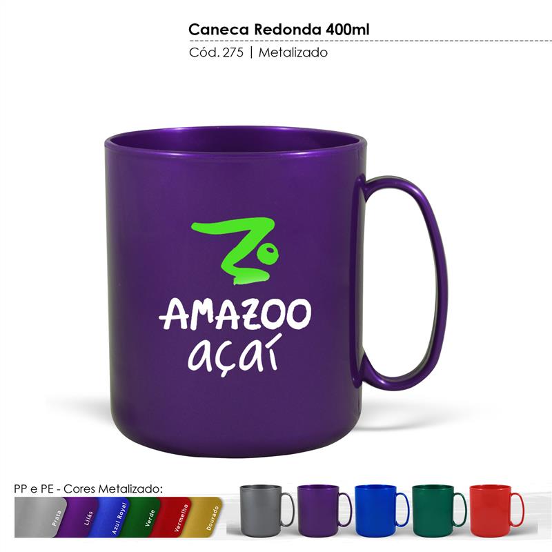 Caneca Redonda 400 ml - Metalizada