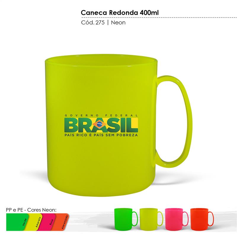 Caneca Redonda 400 ml - Neon