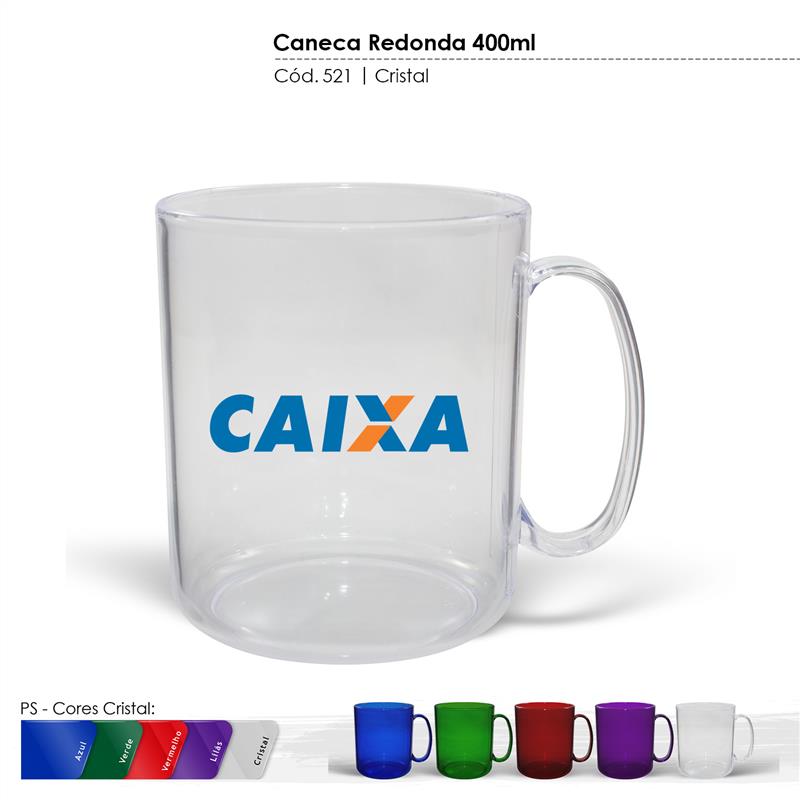 Caneca Redonda 400 ml - Cristal