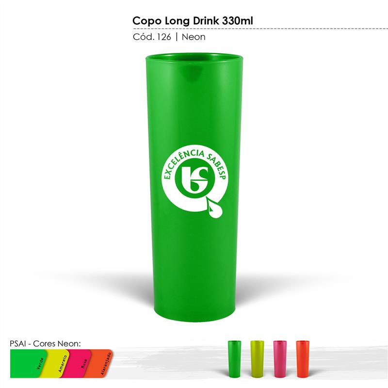 Copo Long Drink 350ml Neon Personalizado Silk 1 Co